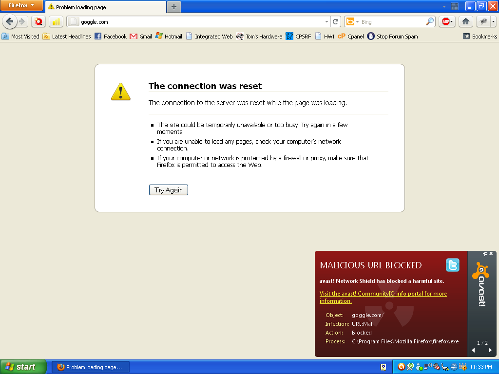 avast blocks my website